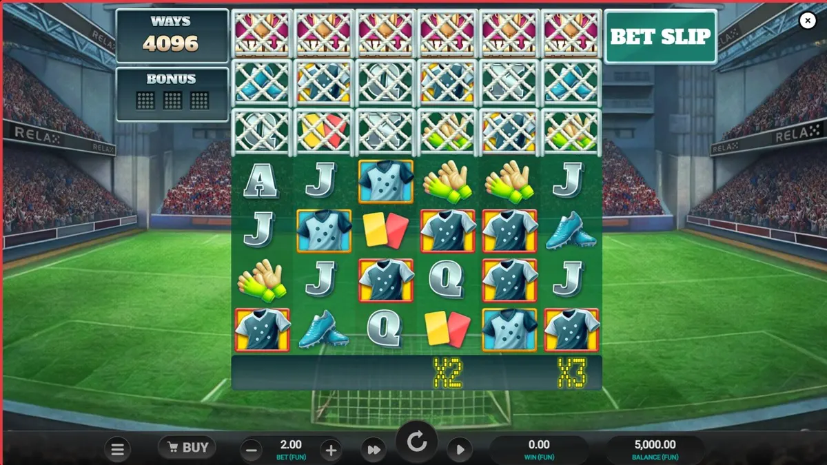 Tampilan visual slot World Class Kick Off Dream Drop dengan elemen sepak bola retro